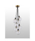 Placid 45cm Round Cluster Pendant 7 Light E14 15cm Round Textured Melting Glass Shade Brass Clear & Satin Black-7
