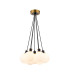 Placid 45cm Round Cluster Pendant 7 Light E14 15cm Round Glass Shade Brass Opal & Satin Black-1
