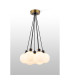 Placid 45cm Round Cluster Pendant 7 Light E14 15cm Round Glass Shade Brass Opal & Satin Black-3