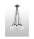 Placid 45cm Round Cluster Pendant 7 Light E14 15cm Round Glass Shade Brass Opal & Satin Black-7