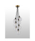 Placid 45cm Round Cluster Pendant 7 Light E14 15cm Round Ribbed Glass Shade Brass Clear & Satin Black-7