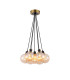 Placid 45cm Round Cluster Pendant 7 Light E14 15cm Round Segment Glass Shade Brass Amber Plated & Satin Black-1