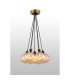 Placid 45cm Round Cluster Pendant 7 Light E14 15cm Round Segment Glass Shade Brass Amber Plated & Satin Black-3