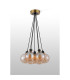 Placid 45cm Round Cluster Pendant 7 Light E14 15cm Round Segment Glass Shade Brass Amber Plated & Satin Black-7