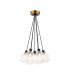Placid 45cm Round Cluster Pendant 7 Light E14 15cm Round Segment Glass Shade Brass Clear & Satin Black-1