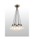 Placid 45cm Round Cluster Pendant 7 Light E14 15cm Round Segment Glass Shade Brass Clear & Satin Black-3