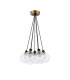 Placid 45cm Round Cluster Pendant 7 Light E14 15cm Round Segment Glass Shade Brass Clear & Satin Black-4