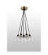 Placid 45cm Round Cluster Pendant 7 Light E14 15cm Round Segment Glass Shade Brass Clear & Satin Black-7