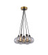 Placid 45cm Round Cluster Pendant 7 Light E14 15cm Round Segment Glass Shade Brass Smoke Plated & Satin Black-1