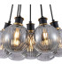 Placid 45cm Round Cluster Pendant 7 Light E14 15cm Round Segment Glass Shade Brass Smoke Plated & Satin Black-6