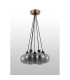 Placid 45cm Round Cluster Pendant 7 Light E14 15cm Round Segment Glass Shade Brass Smoke Plated & Satin Black-7