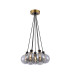 Placid 45cm Round Cluster Pendant 7 Light E14 15cm Round Glass Shade Brass Smoke Plated & Satin Black-1