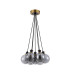Placid 45cm Round Cluster Pendant 7 Light E14 15cm Round Glass Shade Brass Smoke Plated & Satin Black-4