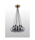 Placid 45cm Round Cluster Pendant 7 Light E14 15cm Round Glass Shade Brass Smoke Plated & Satin Black-7