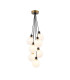 Placid 45cm Round Cluster Pendant 7 Light E14 15cm Round Speckled Glass Shade Brass White & Satin Black-1