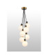 Placid 45cm Round Cluster Pendant 7 Light E14 15cm Round Speckled Glass Shade Brass White & Satin Black-3