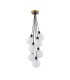 Placid 45cm Round Cluster Pendant 7 Light E14 15cm Round Speckled Glass Shade Brass White & Satin Black-4