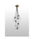 Placid 45cm Round Cluster Pendant 7 Light E14 15cm Round Speckled Glass Shade Brass White & Satin Black-7