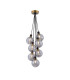 Placid 45cm Round Cluster Pendant 7x E14 15cm Round Textured Smooth/Ribbed Glass Shade Brass Smoke Plated & Satin Black-1
