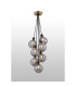 Placid 45cm Round Cluster Pendant 7x E14 15cm Round Textured Smooth/Ribbed Glass Shade Brass Smoke Plated & Satin Black-3