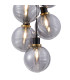 Placid 45cm Round Cluster Pendant 7x E14 15cm Round Textured Smooth/Ribbed Glass Shade Brass Smoke Plated & Satin Black-6