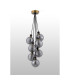 Placid 45cm Round Cluster Pendant 7x E14 15cm Round Textured Smooth/Ribbed Glass Shade Brass Smoke Plated & Satin Black-7