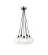 Placid 45cm Round Cluster Pendant 7 Light E14 15cm Round Crackled Glass Shade Satin Nickel Clear & Satin Black-1