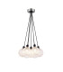 Placid 45cm Round Cluster Pendant 7 Light E14 15cm Round Textured Crumple Glass Shade Satin Nickel Clear & Satin Black-1