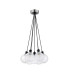Placid 45cm Round Cluster Pendant 7 Light E14 15cm Round Textured Crumple Glass Shade Satin Nickel Clear & Satin Black-4