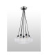 Placid 45cm Round Cluster Pendant 7 Light E14 15cm Round Textured Crumple Glass Shade Satin Nickel Clear & Satin Black-7