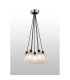 Placid 45cm Round Cluster Pendant 7 Light E14 15cm Round Dimpled Glass Shade Satin Nickel Clear & Satin Black-3