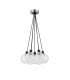 Placid 45cm Round Cluster Pendant 7 Light E14 15cm Round Dimpled Glass Shade Satin Nickel Clear & Satin Black-4