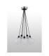 Placid 45cm Round Cluster Pendant 7 Light E14 15cm Round Dimpled Glass Shade Satin Nickel Clear & Satin Black-7
