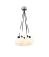 Placid 45cm Round Cluster Pendant 7x E14 15cm Round White & Grey Marble Effect Glass Shade Satin Nickel & Satin Black-1