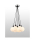 Placid 45cm Round Cluster Pendant 7x E14 15cm Round White & Grey Marble Effect Glass Shade Satin Nickel & Satin Black-3