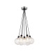 Placid 45cm Round Cluster Pendant 7 Light E14 15cm Round Textured Melting Glass Shade Satin Nickel Clear & Satin Black-1