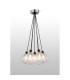 Placid 45cm Round Cluster Pendant 7 Light E14 15cm Round Textured Melting Glass Shade Satin Nickel Clear & Satin Black-3