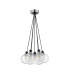 Placid 45cm Round Cluster Pendant 7 Light E14 15cm Round Textured Melting Glass Shade Satin Nickel Clear & Satin Black-4