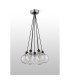 Placid 45cm Round Cluster Pendant 7 Light E14 15cm Round Textured Melting Glass Shade Satin Nickel Clear & Satin Black-7