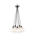 Placid 45cm Round Cluster Pendant 7 Light E14 15cm Round Ribbed Glass Shade Satin Nickel Clear & Satin Black-1