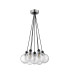 Placid 45cm Round Cluster Pendant 7 Light E14 15cm Round Ribbed Glass Shade Satin Nickel Clear & Satin Black-4