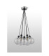 Placid 45cm Round Cluster Pendant 7 Light E14 15cm Round Ribbed Glass Shade Satin Nickel Clear & Satin Black-7
