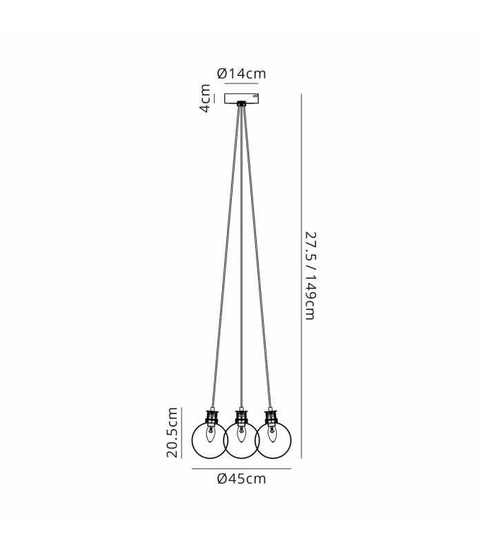 Placid 45cm Round Cluster Pendant 7 Light E14 15cm Round Glass Shade Satin Nickel Smoke Plated & Satin Black-2