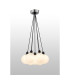 Placid 45cm Round Cluster Pendant 7 Light E14 15cm Round Speckled Glass Shade Satin Nickel White & Satin Black-3