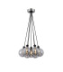 Placid 45cm Round Cluster Pendant 7x E14 15cm Round Textured Smooth/Ribbed Glass Shade Satin Nickel Smoke Plated & Black-1
