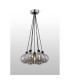 Placid 45cm Round Cluster Pendant 7x E14 15cm Round Textured Smooth/Ribbed Glass Shade Satin Nickel Smoke Plated & Black-3