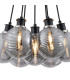 Placid 45cm Round Cluster Pendant 7x E14 15cm Round Textured Smooth/Ribbed Glass Shade Satin Nickel Smoke Plated & Black-6