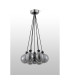 Placid 45cm Round Cluster Pendant 7x E14 15cm Round Textured Smooth/Ribbed Glass Shade Satin Nickel Smoke Plated & Black-7