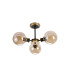 Placid 53cm Semi Ceiling 3 Light E14 15cm Round Glass Shade Brass Amber Plated & Satin Black-4