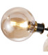 Placid 53cm Semi Ceiling 3 Light E14 15cm Round Glass Shade Brass Amber Plated & Satin Black-6